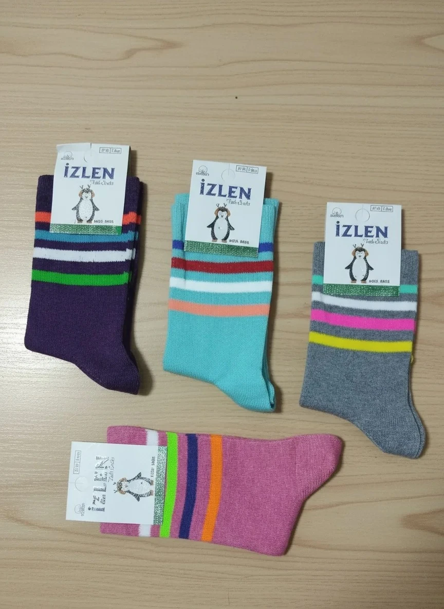 7-8 Yaş Kız Mevsimlik Kız Çocuk Uzun Çorap 12'Li Paket