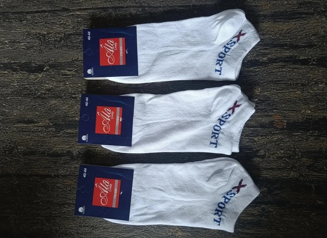 Erkek Beyaz Renkli Patik Çorap 12'Li Paket