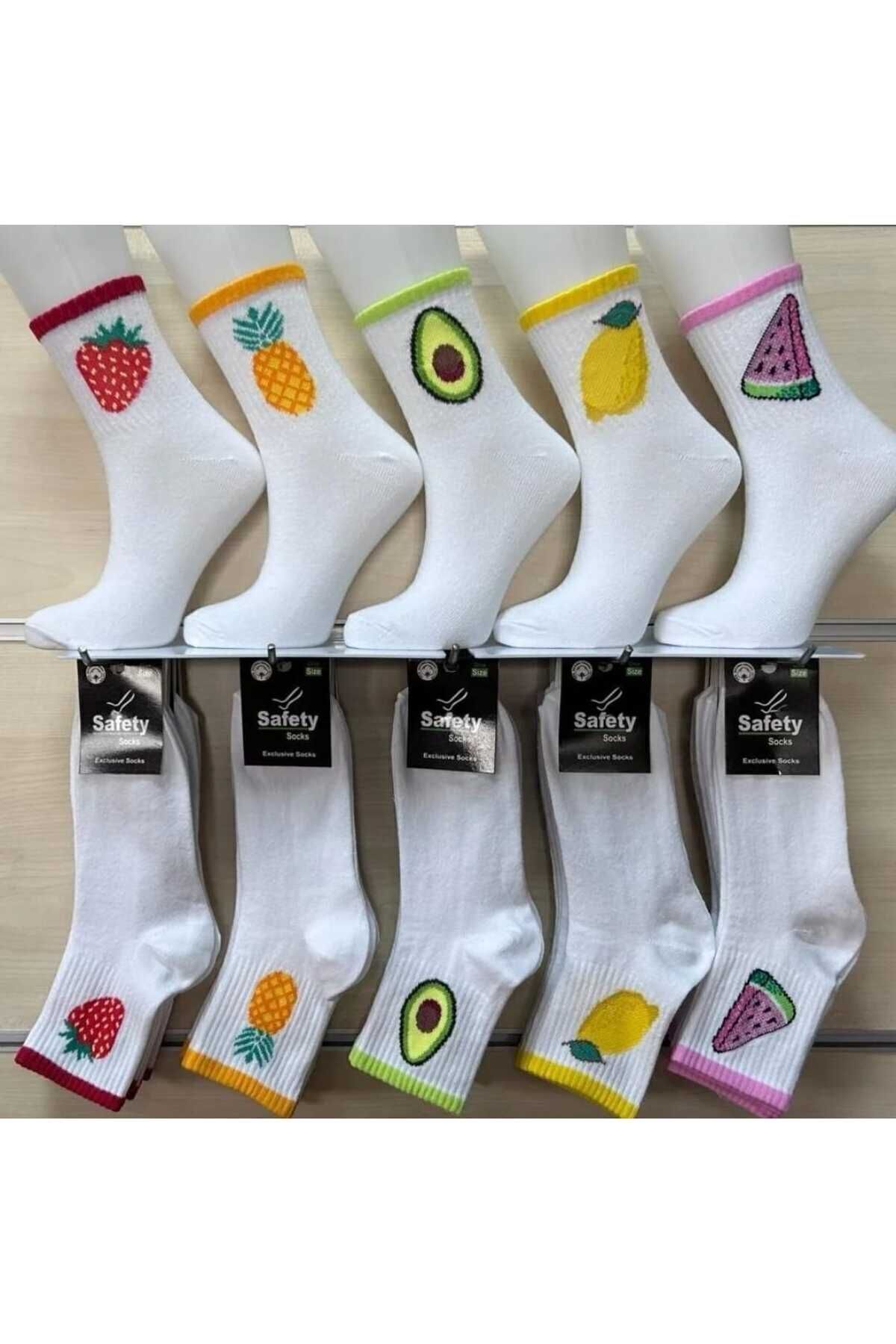 Socks Meyveli Desenli 4'lü Kolej Çorap