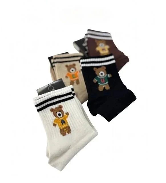 Tedy Ayıcık Desenli Kolej Çorap 12'li Paket