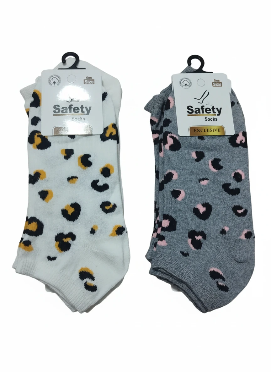 Pamuklu Desenli Karışık Renkli Patik Çorap 12'Li Paket