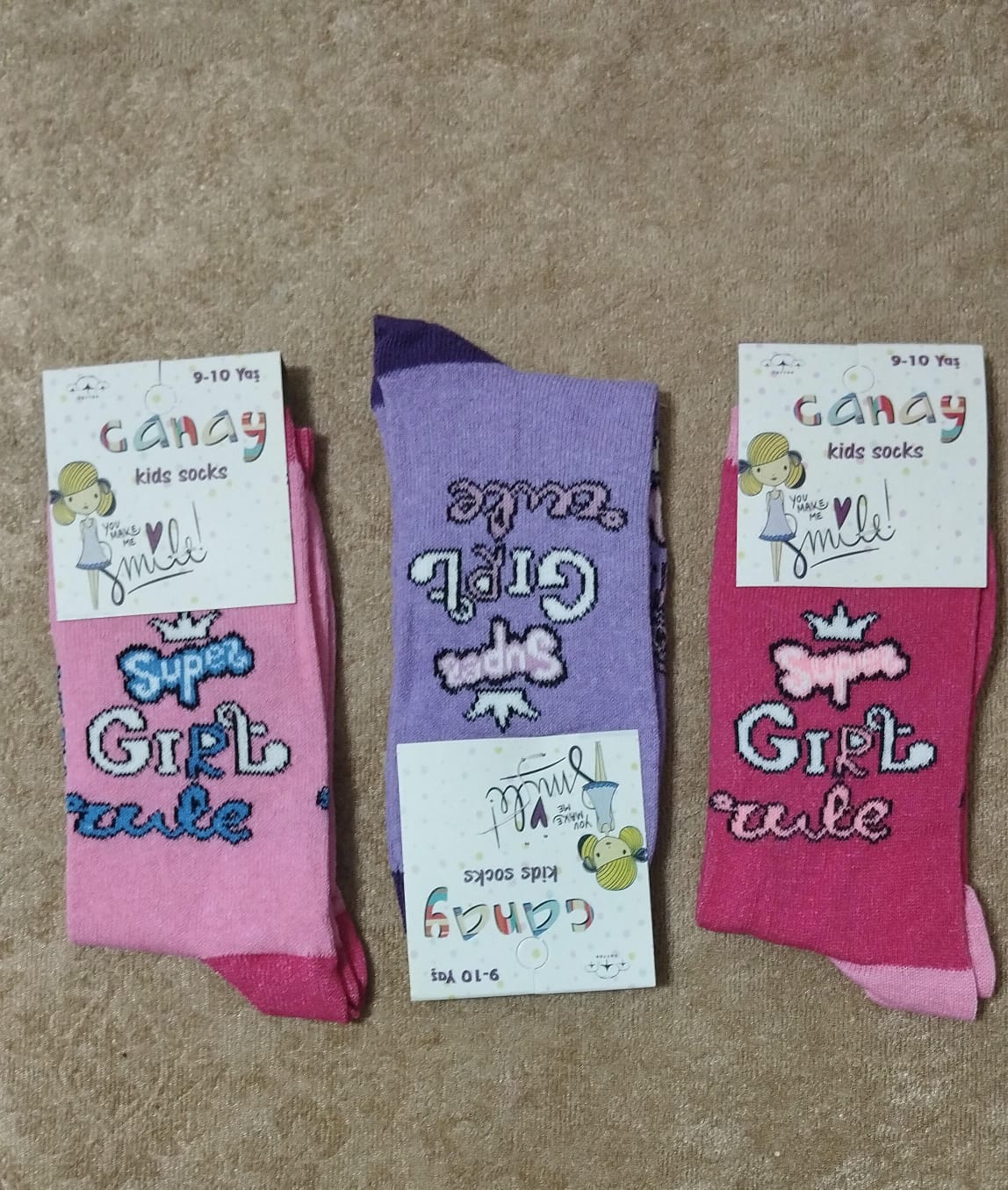 9-10 Yaş Kız Çocuk Mevsimlik Uzun Çorap 12'li Paket