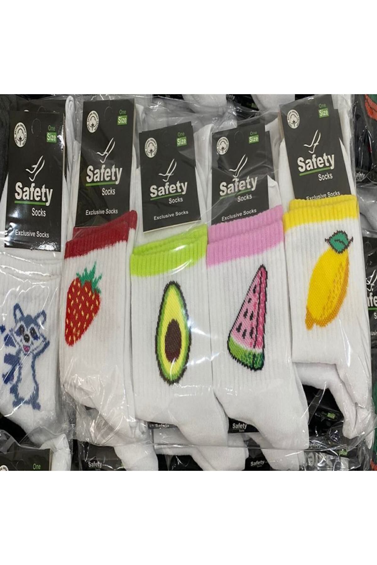Socks Meyveli Desenli 4'lü Kolej Çorap