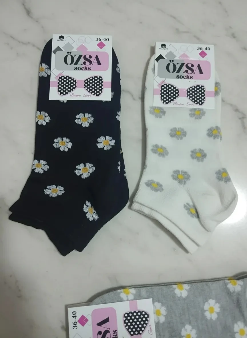 Bayan Karışık Penye Mevsimlik Patik Çorap 12'li Paket