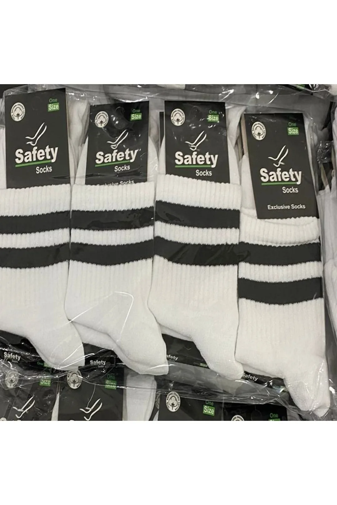 Beyaz-Siyah Çizgili Kolej Çorap 12'Li Paket