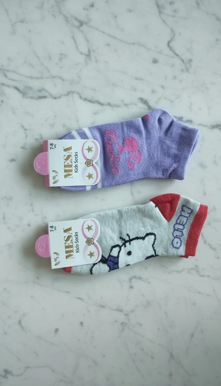 7-8 Yaş Kız Çocuk Mevsimlik Patik Çorap 12'li Paket