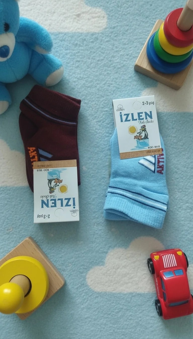 2-3 Yaş Erkek Çocuk Mevsimlik Patik Çorap 12'li Paket