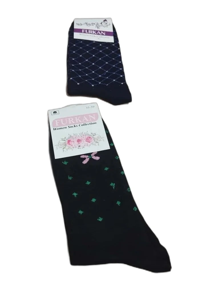 Bayan Mevsimlik Uzun Çorap 12'li Paket Paketlerde Genelde 3 Desen Var