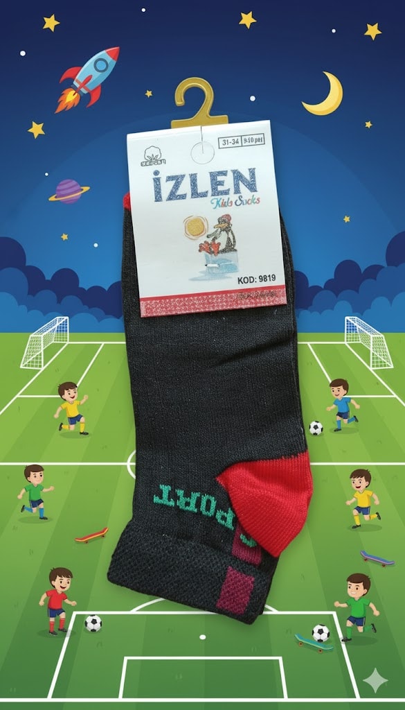 12 Çift 9-10 Yaş Erkek Çocuk Patik Çorap