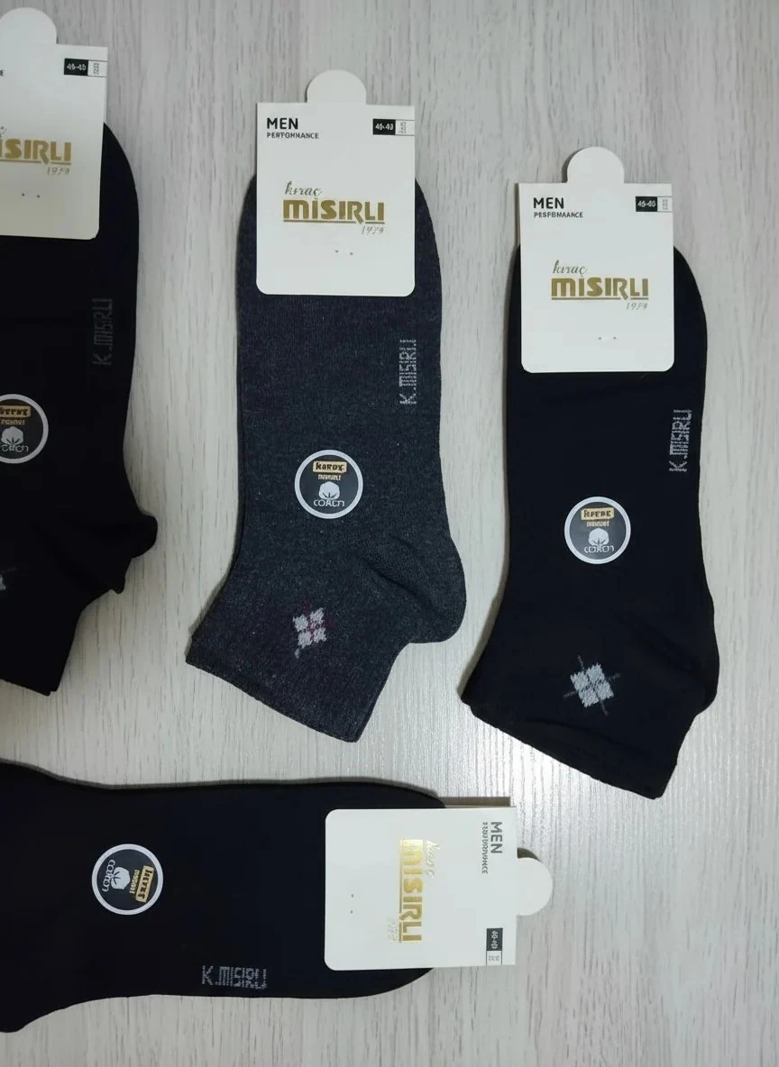 Erkek Pamuklu Uzun Konç Patik Çorap Karışık Renkler 12'Li Paket