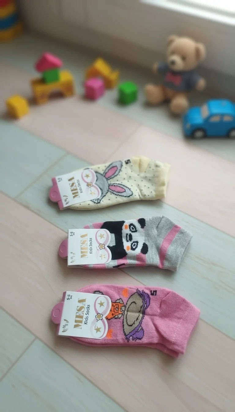 5-6 Yaş Kız Çocuk Mevsimlik Patik Çorap 12'li Paket