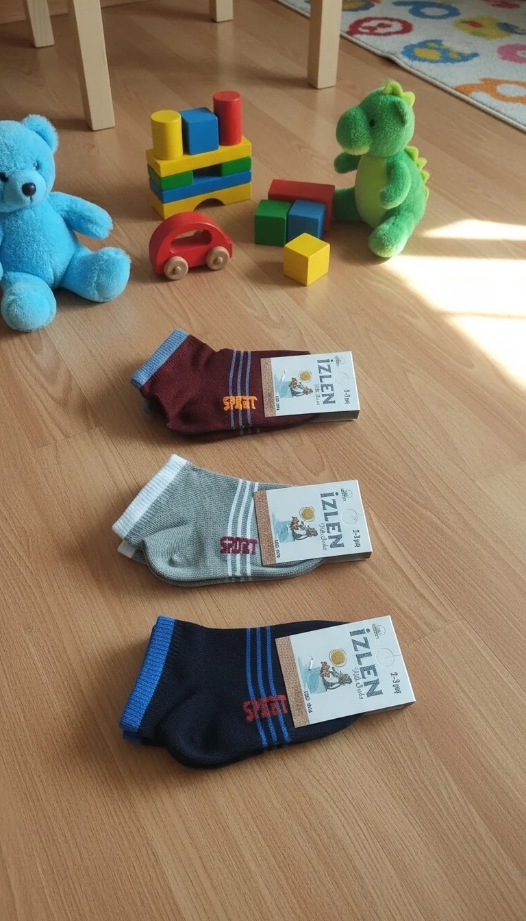 2-3 Yaş Erkek Çocuk Mevsimlik Patik Çorap 12'li Paket