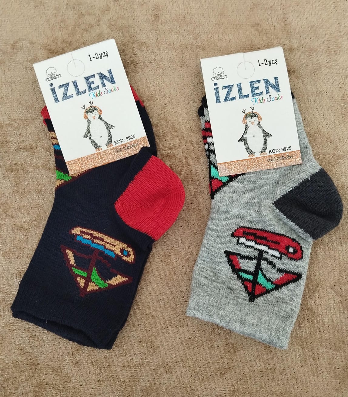 1-2 Yaş Erkek Çocuk Mevsimlik Uzun Çorap 12'Li Paket