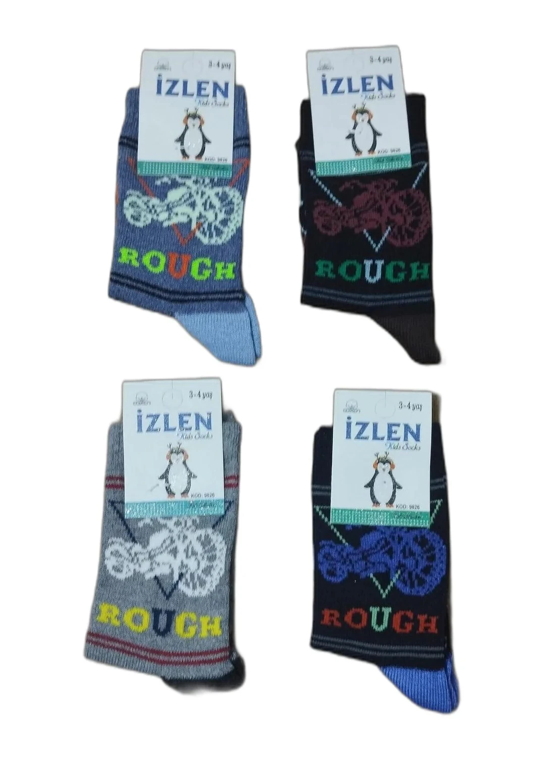 3-4 Yaş Erkek Çocuk Mevsimlik Uzun Çorap 12'Li Paket