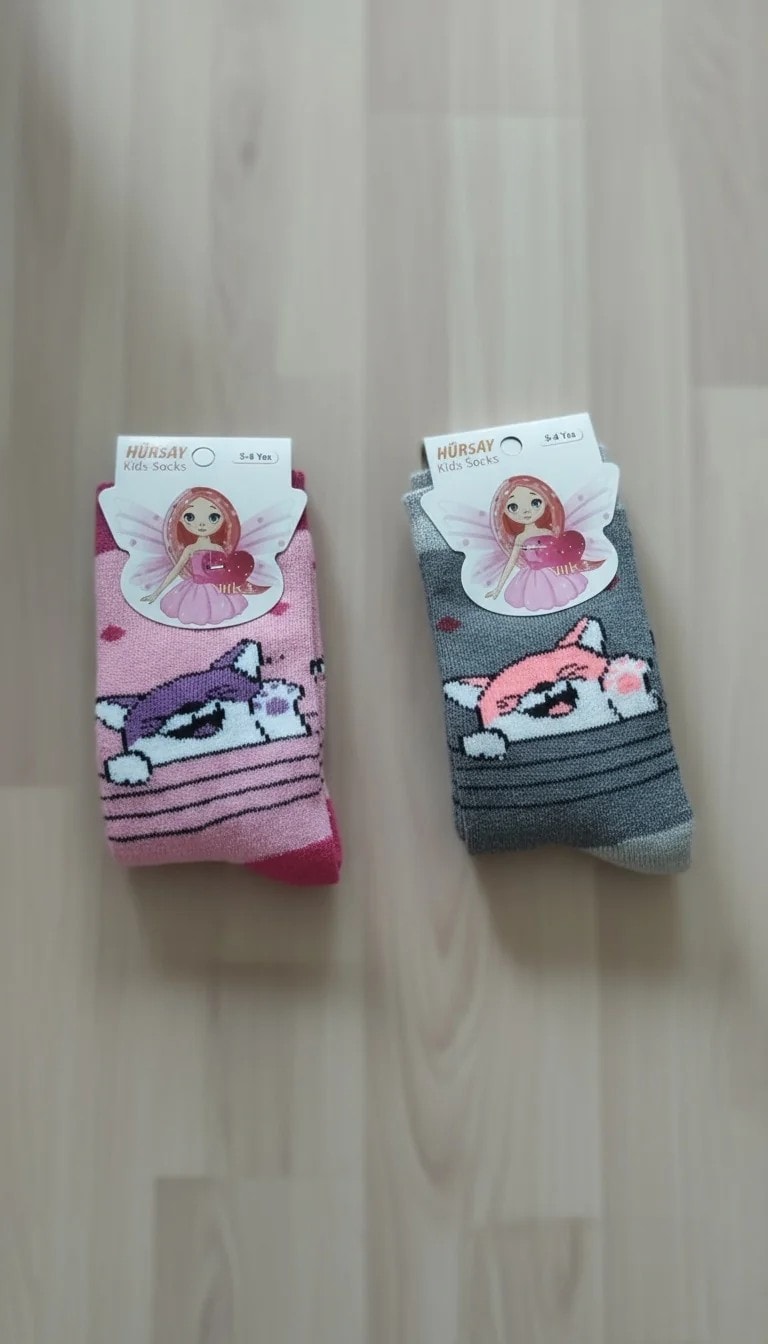 5-6 Yaş Kız Çocuk Kışlık Uzun Havlu Çorap 12'Li Paket