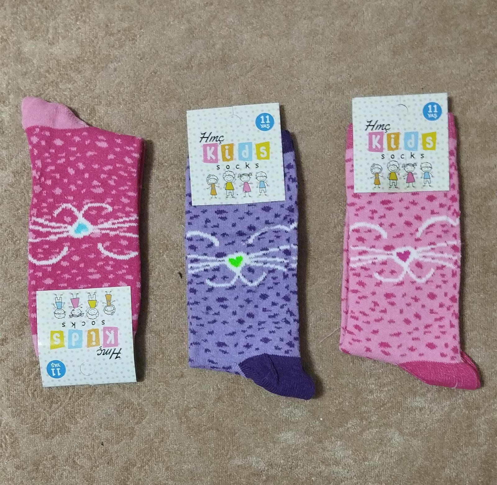 11-1 Yaş Kız Çocuk Mevsimlik Uzun Çorap 12'li Paket