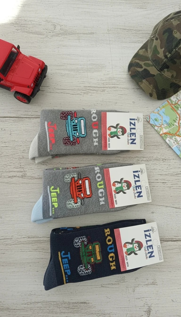 12 Çift Erkek Çocuk Kışlık Havlu Uzun Çorap