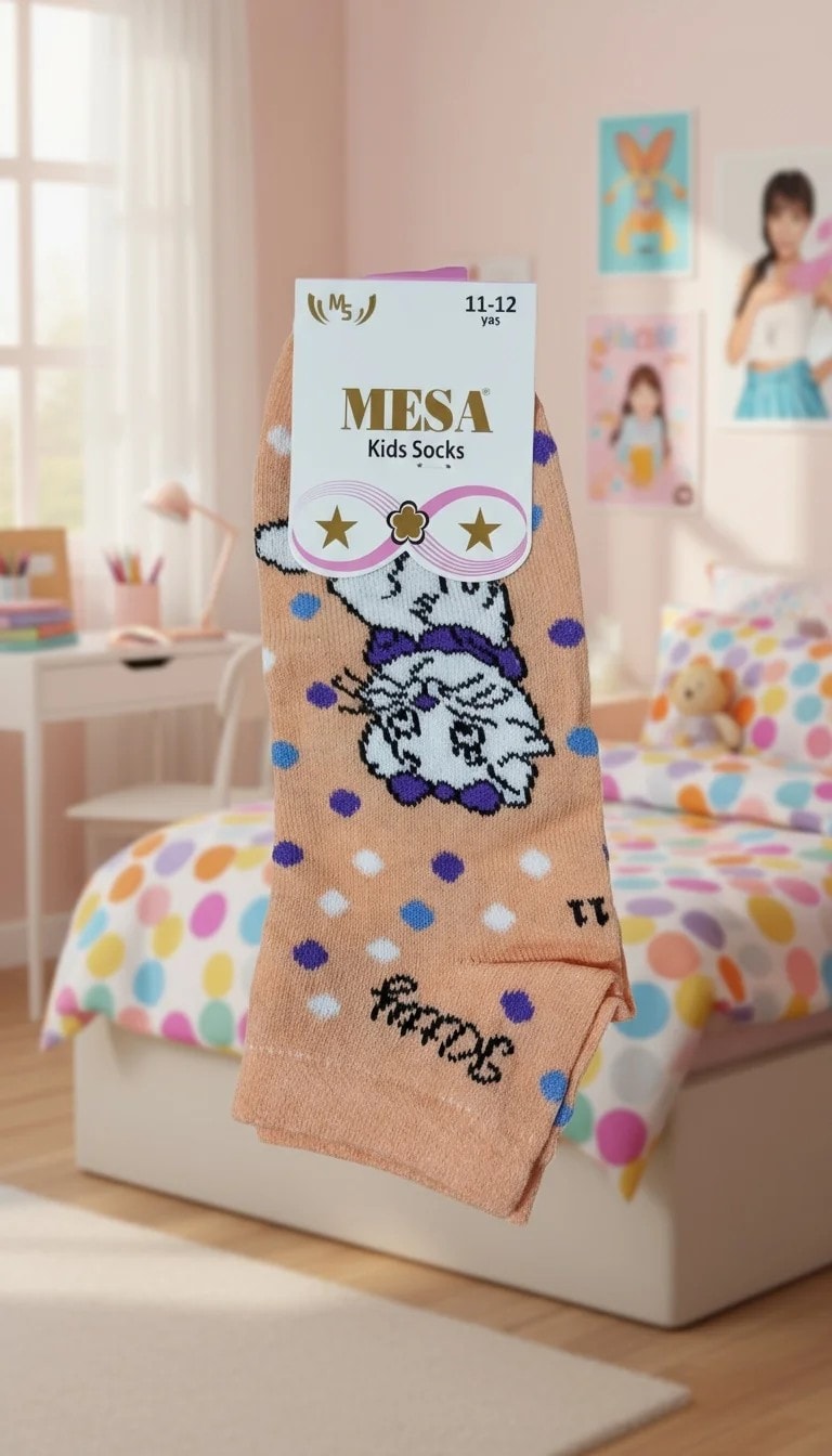 11-12 Yaş Kız Çocuk Bilek Boy Çorap 12'li Paket - Desenli, Pamuklu ve Renkli Patik Çorap Seti