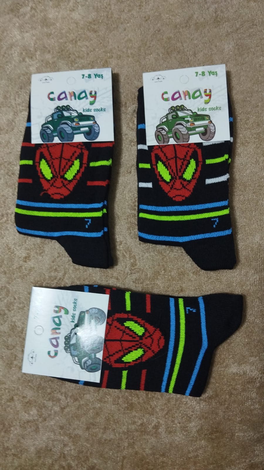 7-8 Yaş Erkek Çocuk Mevsimlik Uzun Çorap 12'li Paket