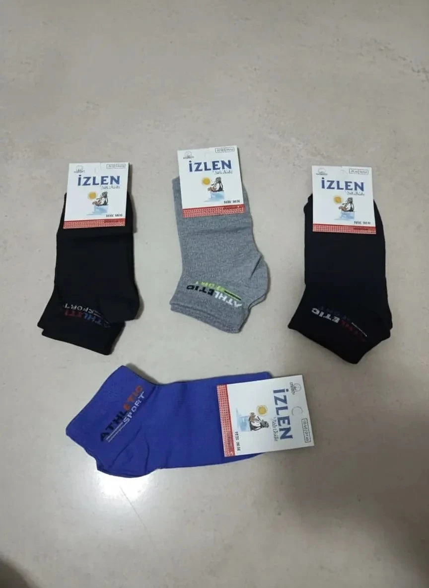 9-10 Yaş Erkek Çocuk Patik Çorap 12'Li Paket