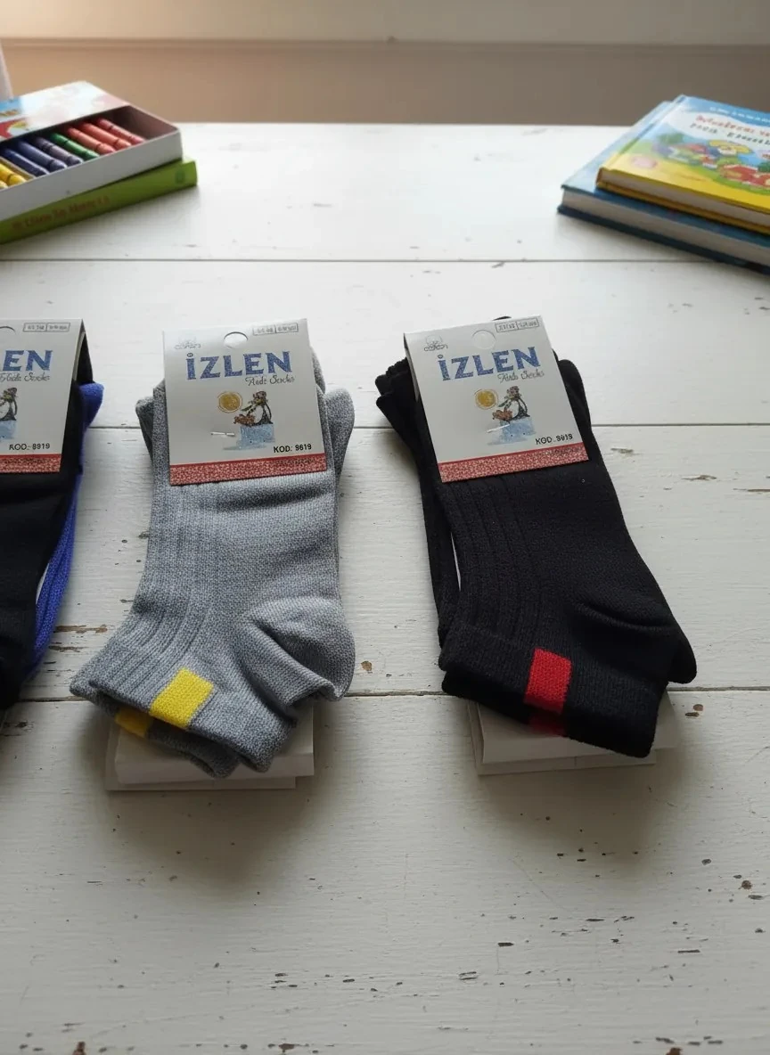 9-10 Yaş Erkek Çocuk Patik Çorap 12'Li Paket