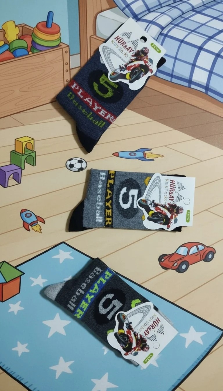 12'Li Erkek Çocuk 5-6 Yaş Mevsimlik Uzun Çorap