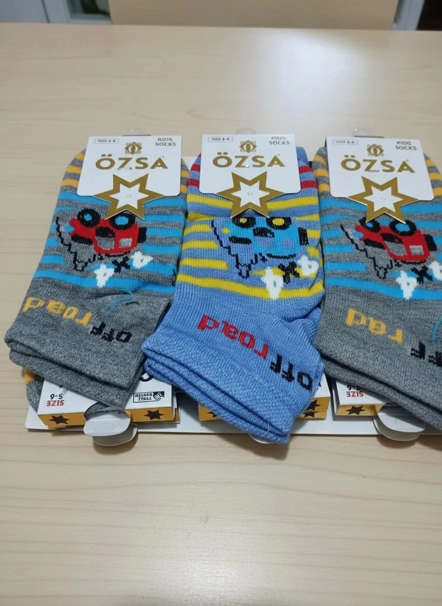 12 Çift 5-6 Yaş Erkek Çocuk Patik Çorap