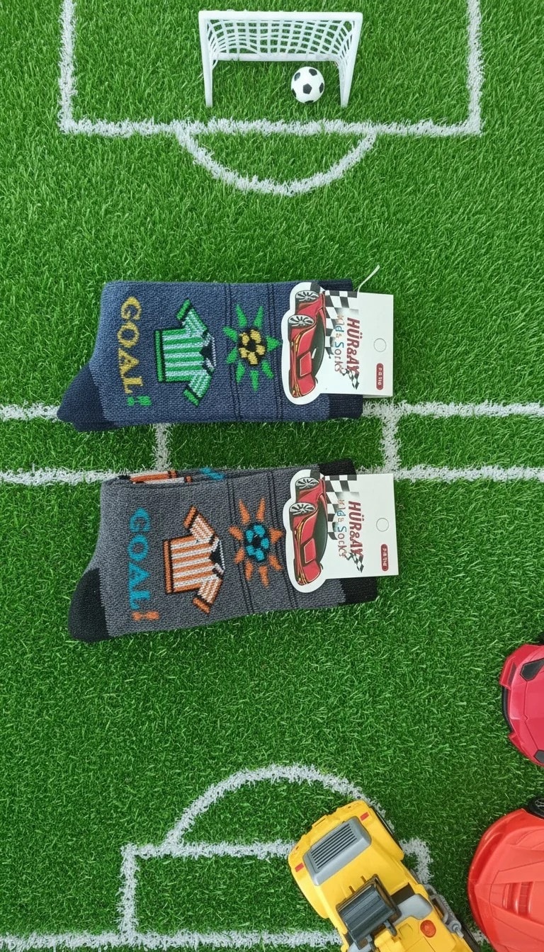 7-8 Yaş Erkek Çocuk Kışlık Havlu Uzun Çorap 12 Li Paket