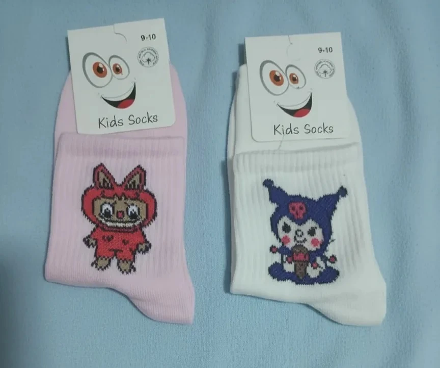 9-10 Yaş Kız Çocuk Karakter Desenli Kolej Çorap 12'Li Paket