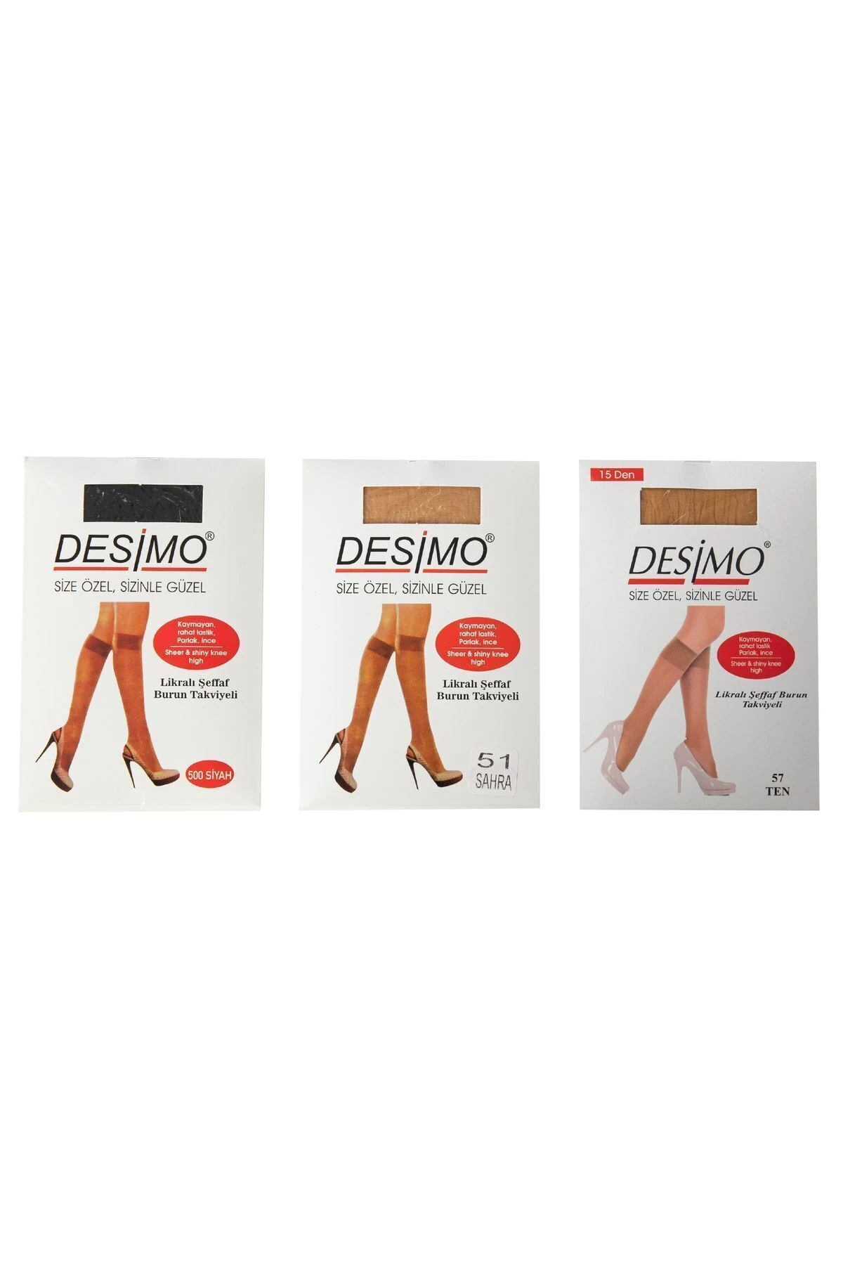 2’Li Fit 15 (Ten) Parlak Dizaltı Kadın Çorabı