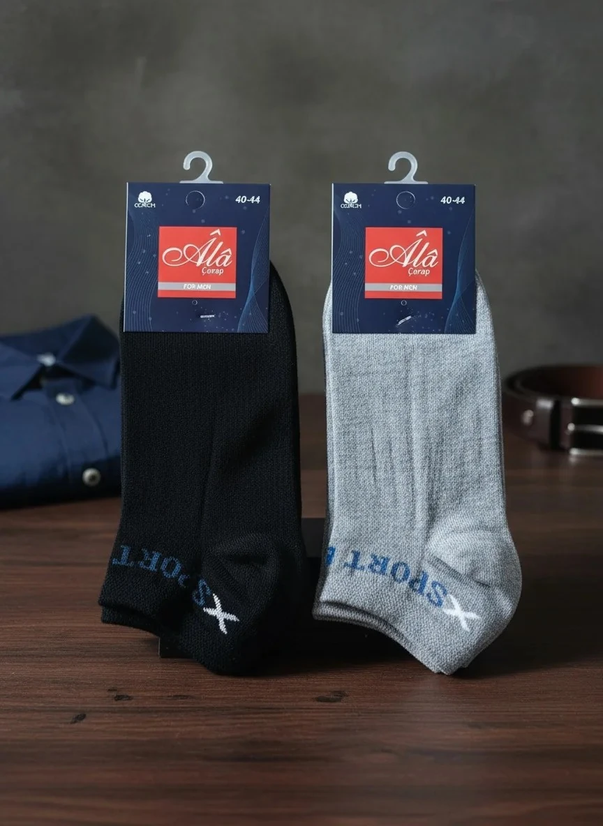 Erkek Karışık Renkli Patik Çorap 12'Li Paket