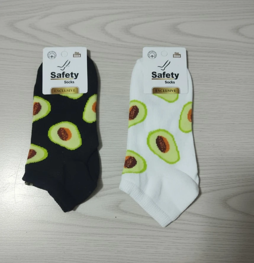 Pamuklu Avakado Desenli Karışık Renkli Patik Çorap 12'Li Paket