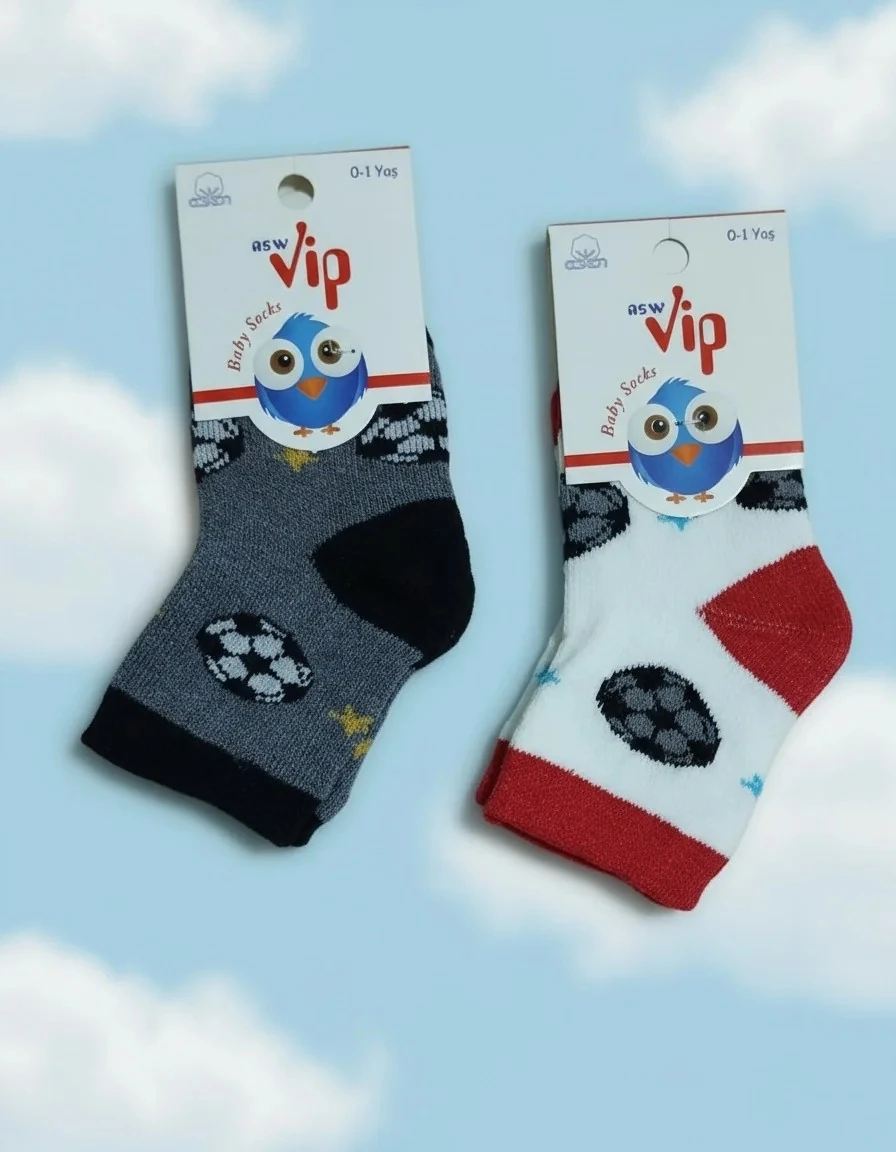 0-1 Yaş Erkek Çocuk Kışlık Uzun Havlu Çorap 12'Li Paket