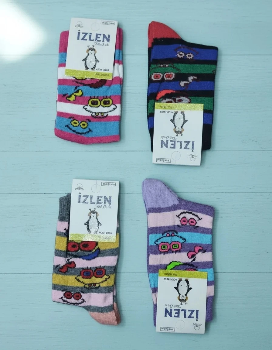 5-6 Yaş Kız Çocuk Mevsimlik Uzun Çorap 12'li Paket