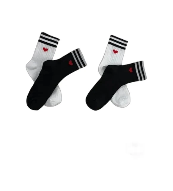 Unisex Kalpli Siyah-Beyaz Kolej Çorap 12'li Paket