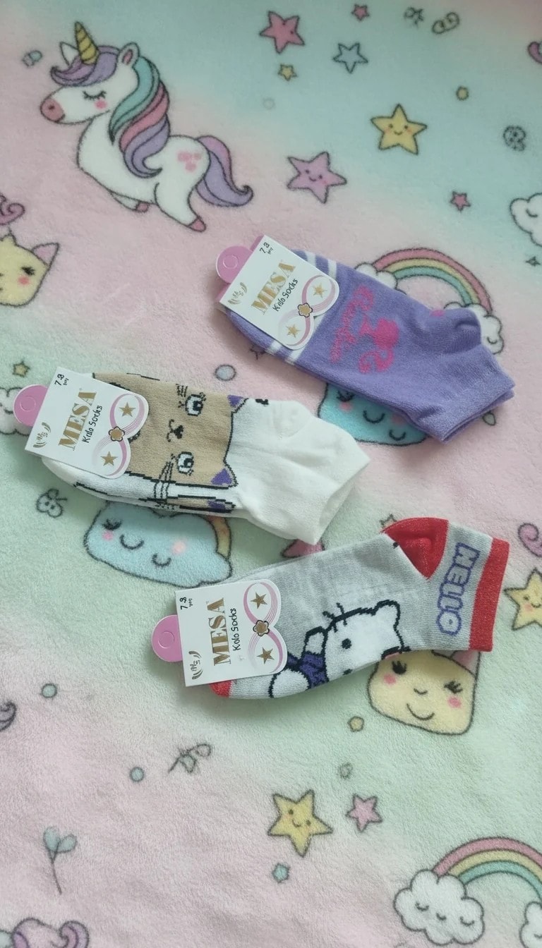 7-8 Yaş Kız Çocuk Mevsimlik Patik Çorap 12'li Paket