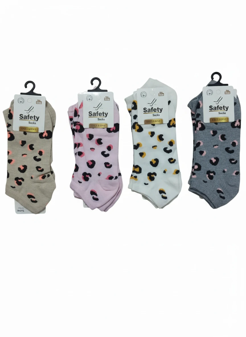 Pamuklu Desenli Karışık Renkli Patik Çorap 12'Li Paket