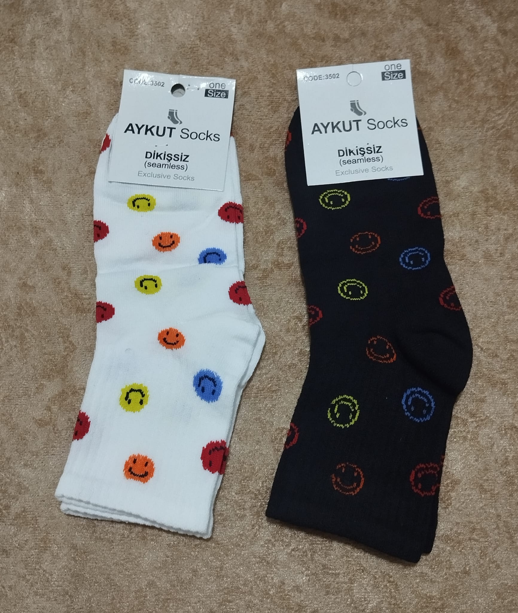 Gülücük-Smile :) Desenli Unısex Dikişsiz Kolej Çorap 12'Li Paket