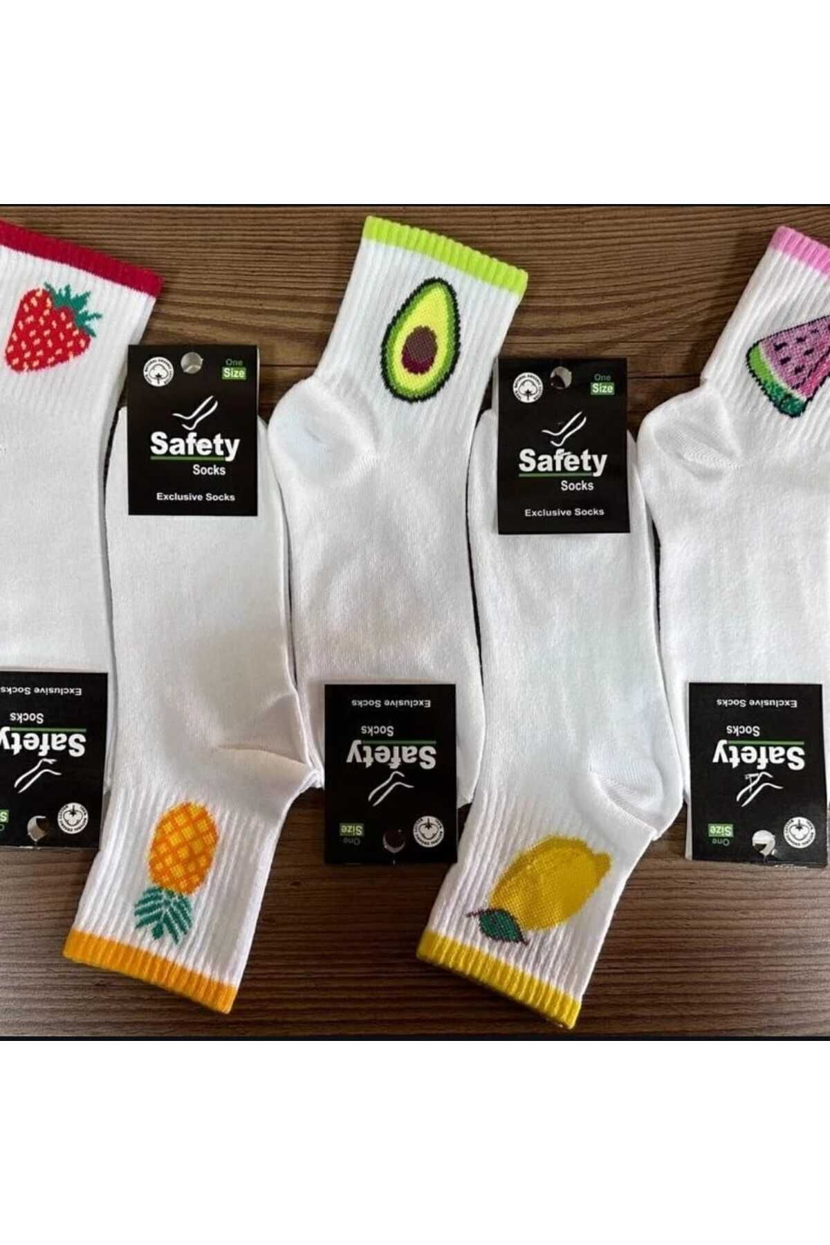 Socks Meyveli Desenli 4'lü Kolej Çorap