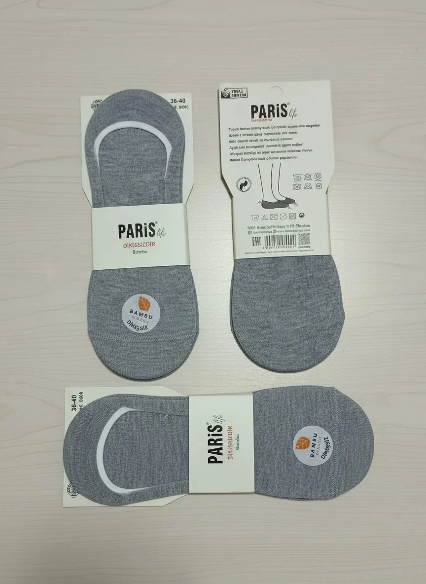 Bambu Dikişsiz Silikonlu Bayan Babet Çorap 12'Li Paket