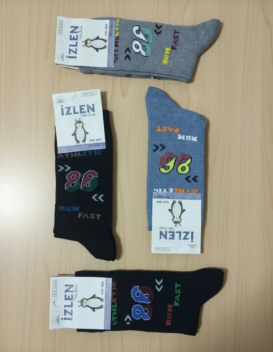 11-12 Yaş Erkek Çocuk Mevsimlik Uzun Çorap 12'Li Paket