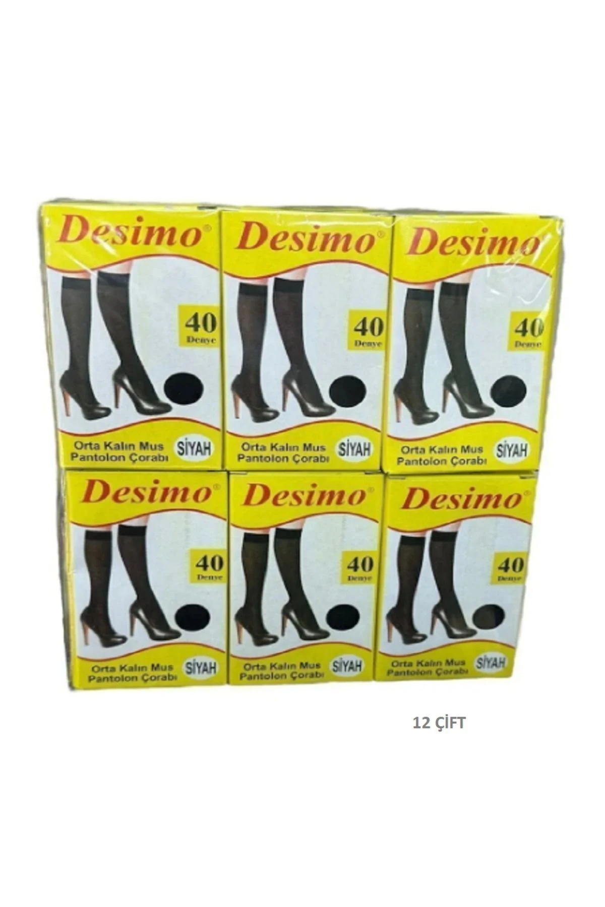 SİYAH ORTA KALIN DİZALTI ÇORAP 12'LI