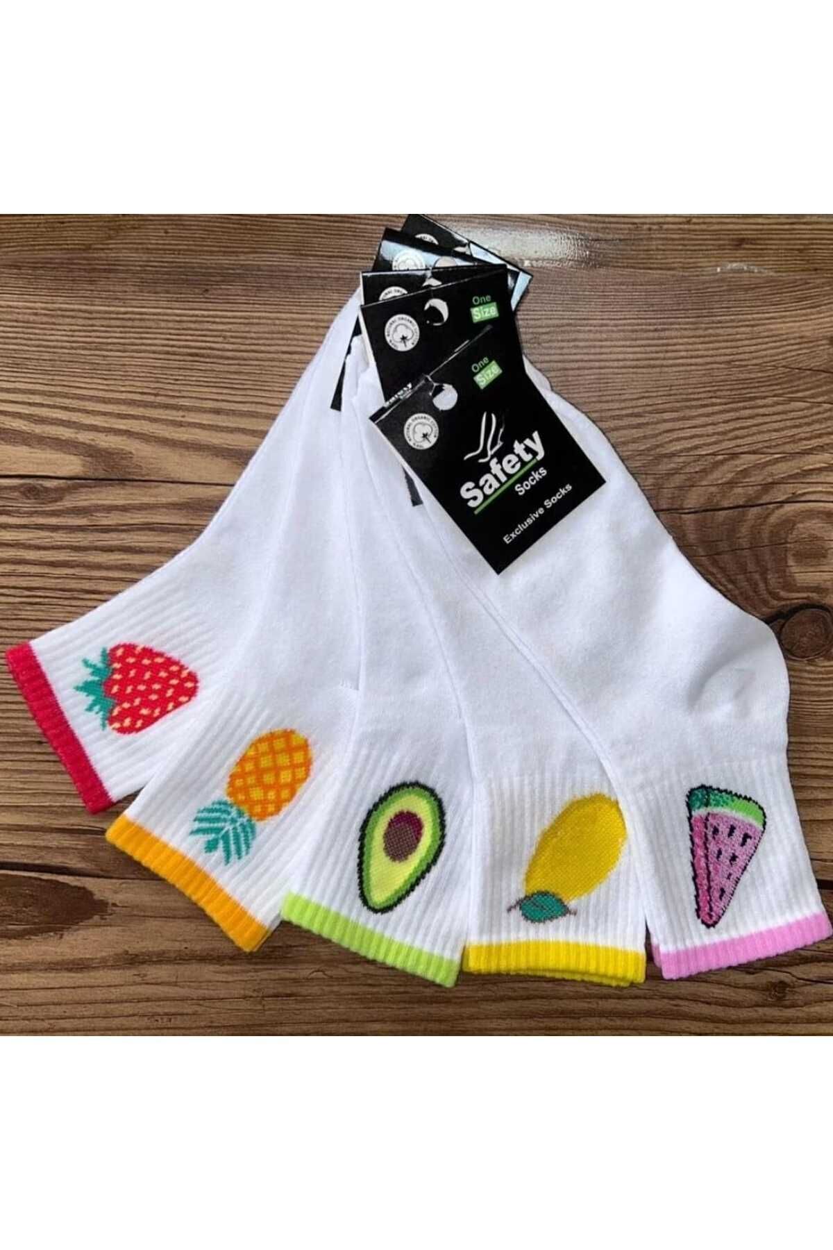 Socks Meyveli Desenli 4'lü Kolej Çorap