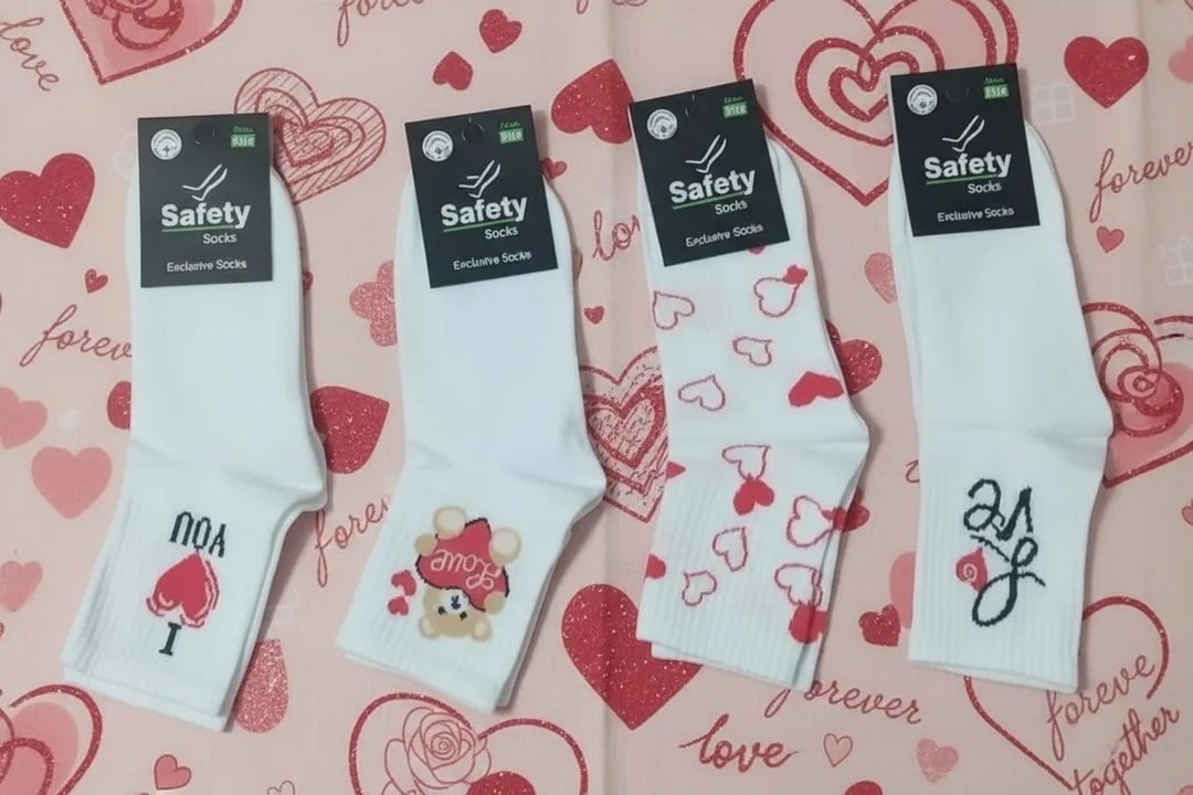 I Love You Kalp Aşk Tedy Bear Desenli  Kolej Çorap 12'Li Paket