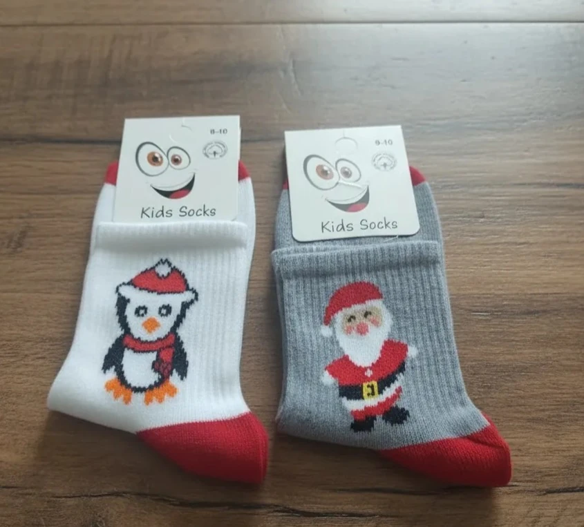 11-12 Yaş Unisex Çocuk Yılbaşı Desenli Kolej Çorap 12'Li Paket