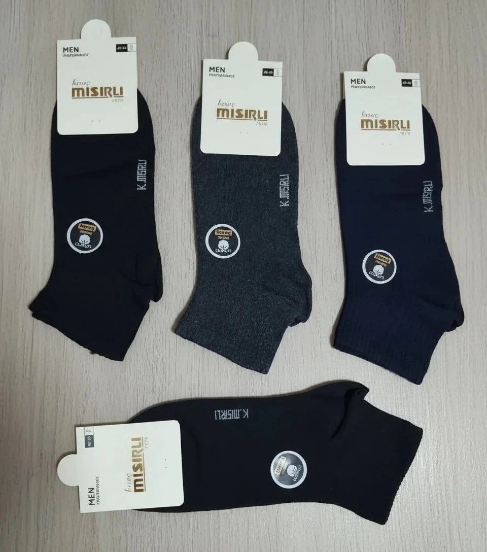 Erkek Pamuklu Uzun Konç Patik Çorap Karışık Renkler 12'Li Paket