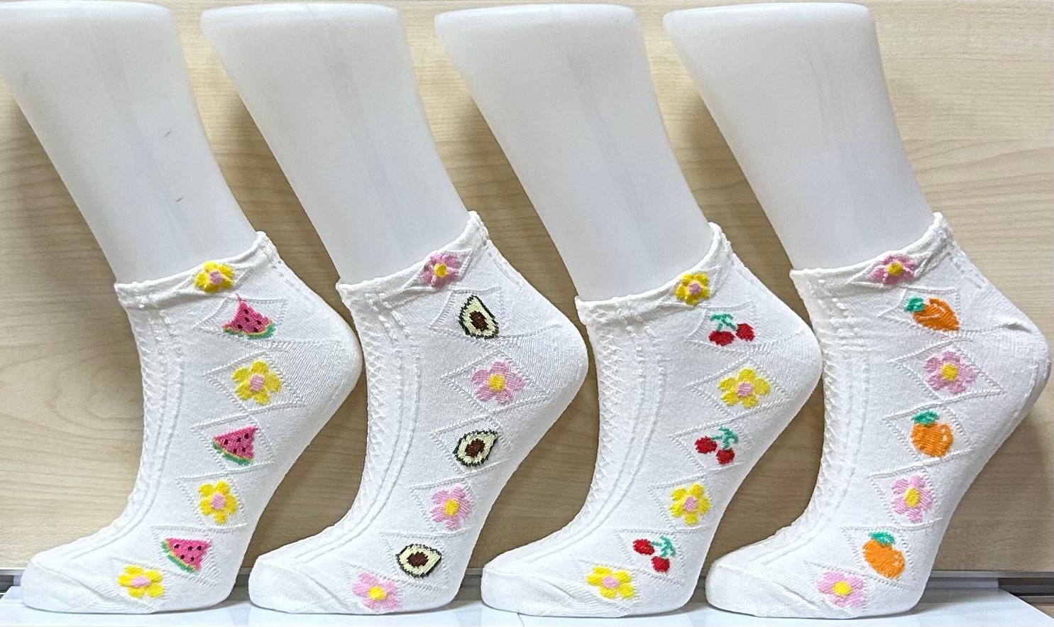 Çiçekli Desenli Patik Çorap 12'Li Paket
