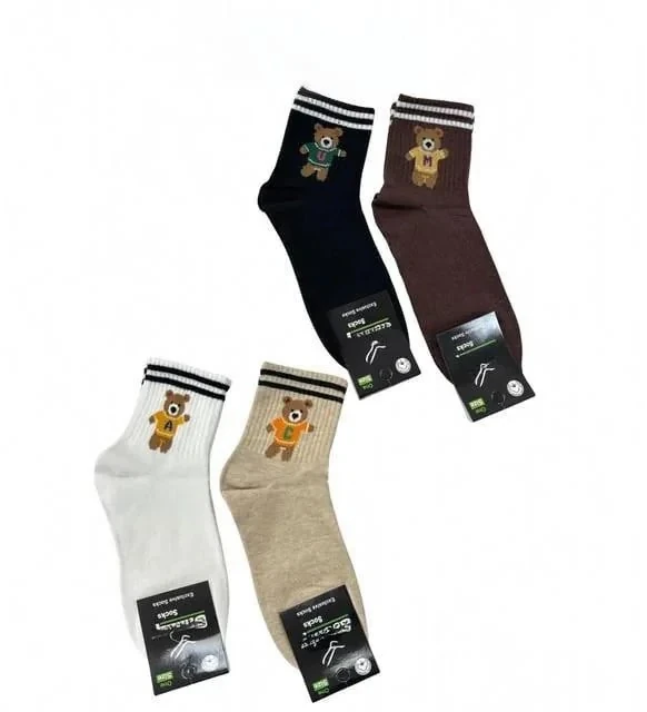 Tedy Ayıcık Desenli Kolej Çorap 12'li Paket