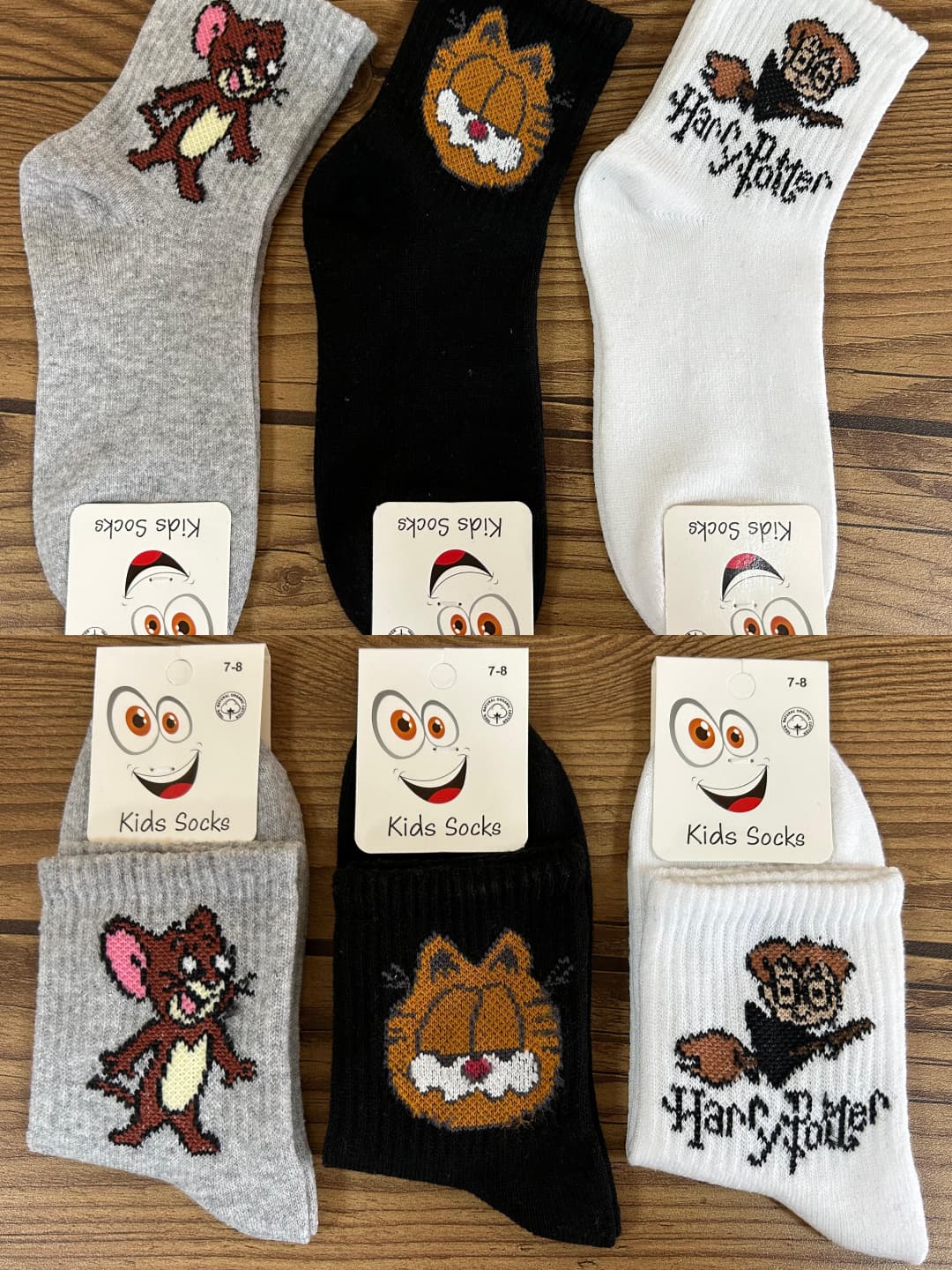 11-12 Yaş Unisex Çocuk Karakter Desenli Kolej Çorap 12'Li Paket