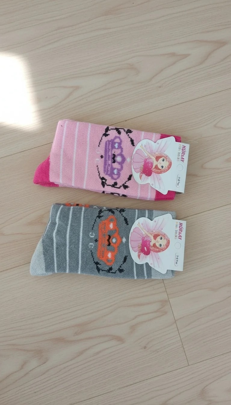 7-8 Yaş Kız Çocuk Kışlık Havlu Uzun Çorap 12 Li Paket